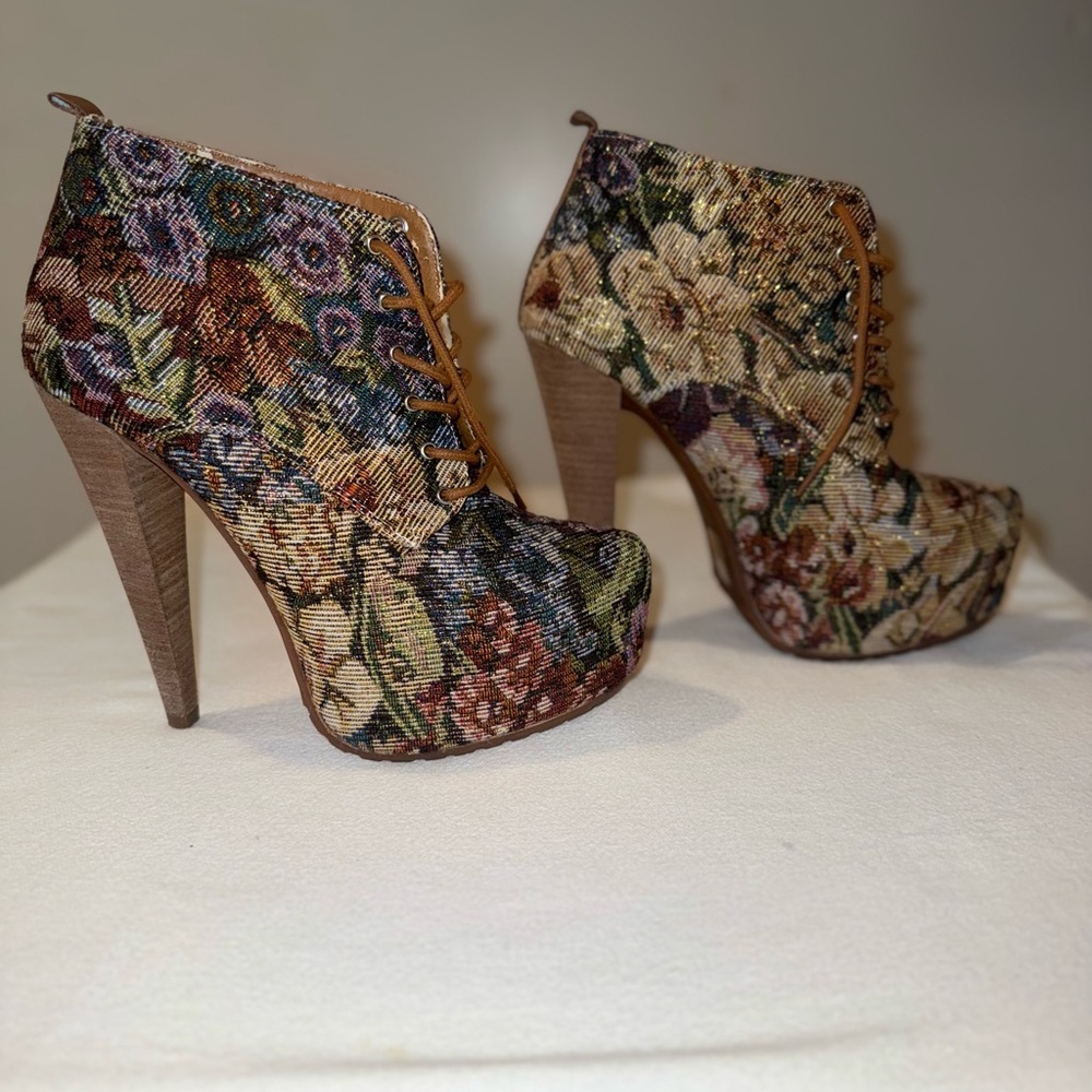 Aldo Multicolor Tapestry Heeled Boots